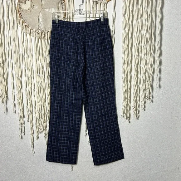 Reformation Blue and Gray Plaid High Rise Pant Size 4 - Picture 3 of 9